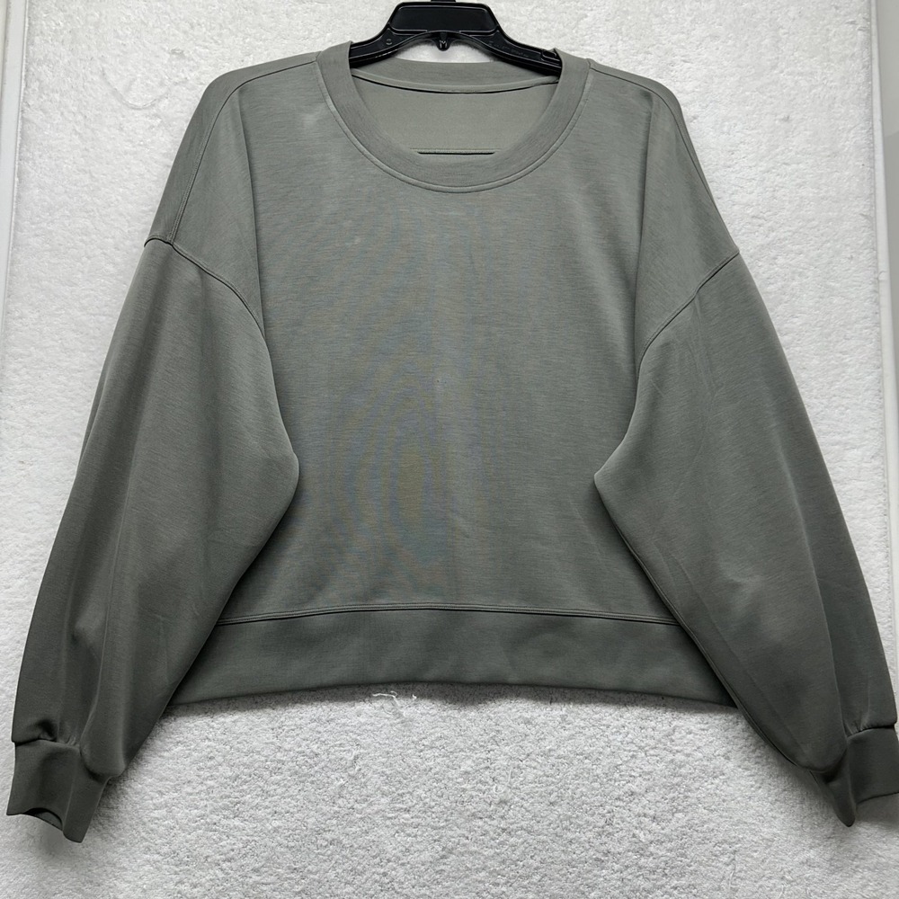 Lululemon Womens Size 14? Gray Perfecty Oversized Cropped Crew Sweatshirt (T4)